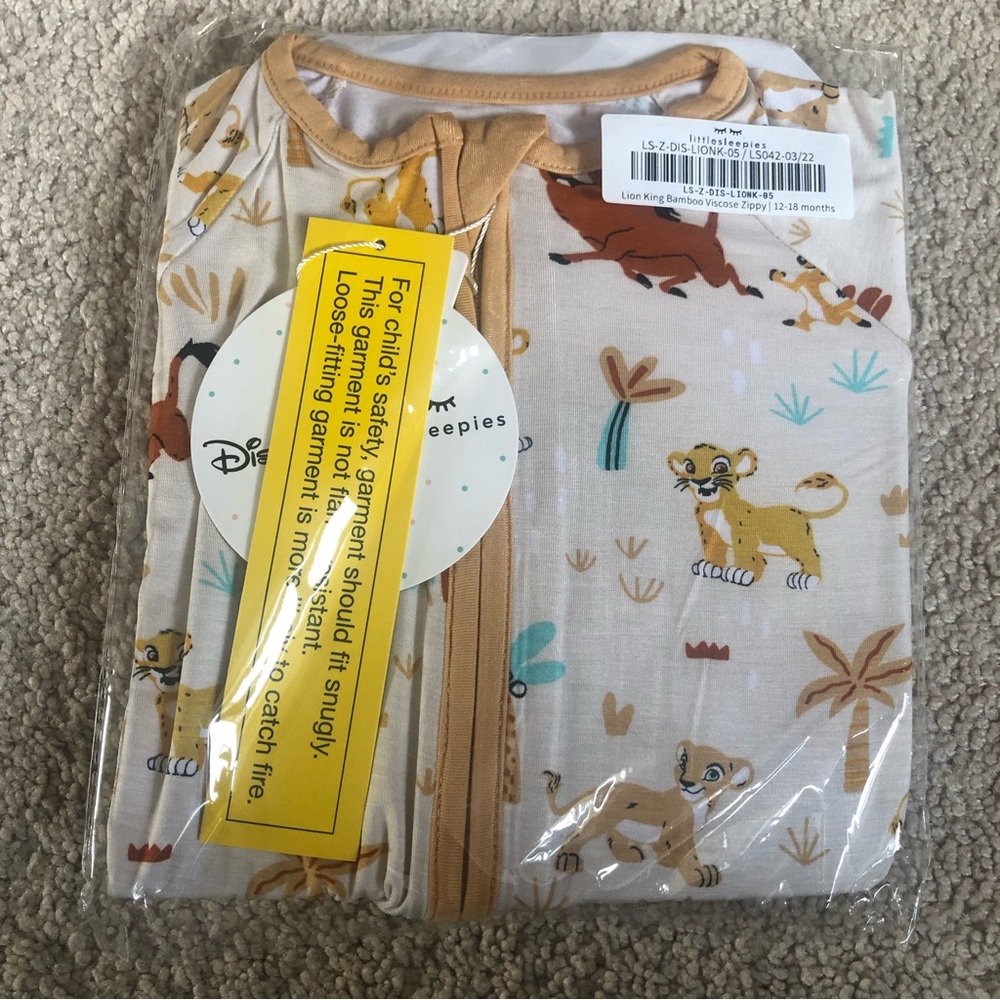 NIB Little Sleepies Lion King Zippy 12-18 Months